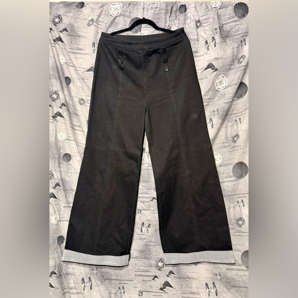 SOURPUSS HIGH WAISTED DENIM WIDE LEG SAILOR PANTS SZ XL